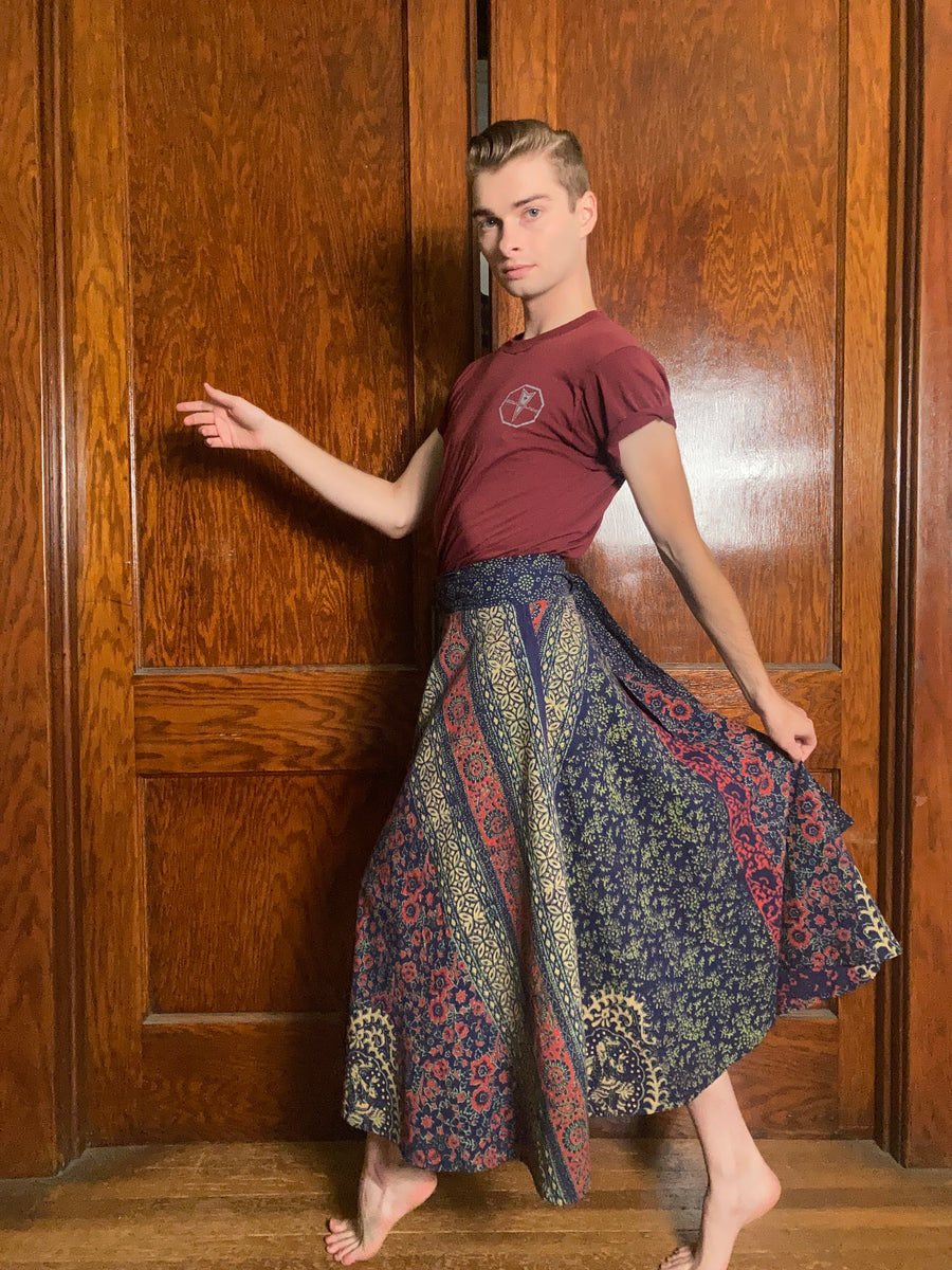 70s Indian cotton maxi wrap skirt