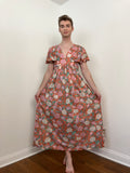 70s Floral flutter sleeve maxi dress