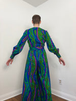 60s Ala Casa by Eddy George psychedelic wide leg jumpsuit