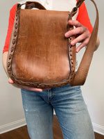 70s Tooled leather mushroom shoulder bag