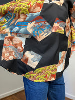 70s Pomare novelty print poncho style top