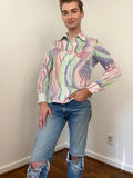 70s abstract print disco shirt