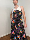 70s Dark floral maxi dress