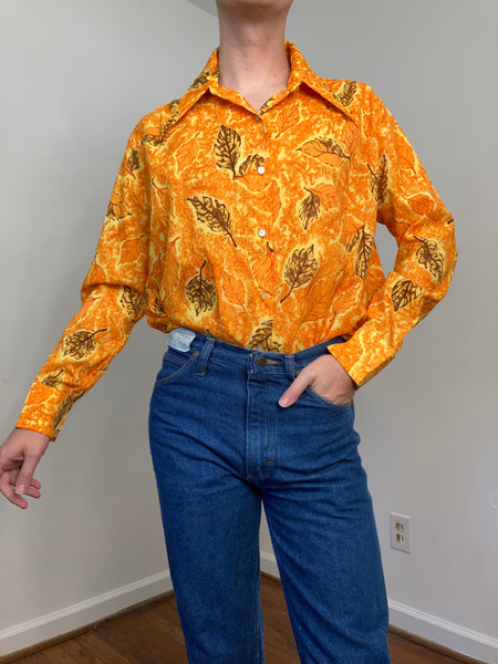 70s Falling leaves button-up