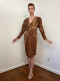 80s Cheetah print wrap dress