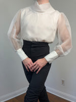50s Sheer nylon balloon sleeve blouse