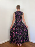 70s Dark floral maxi dress