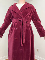 Late 70s Merlot velveteen trench coat