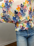 50s Colorful hand painted gauzy peplum blouse