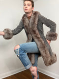 70s Penny Lane grey suede coat