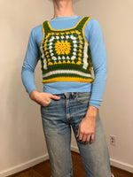 70s Hand crochet granny square crop top