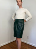80s Forest green leather skirt