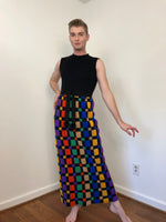 70s Latch hook checkered rainbow maxi dress