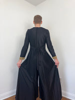 70s Wide leg jumpsuit with metallic thread accents