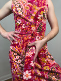 70s Printed velvet maxi dress