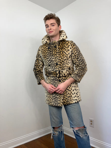 60s Faux fur cheetah print coat