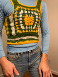 70s Hand crochet granny square crop top