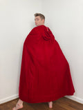 60s / 70s Red velvet full length hooded cape