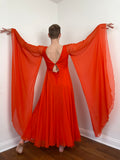60s Victoria Royal floor length angel sleeve gown