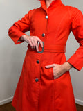 60s Mod pumpkin orange trench coat