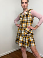 70s Plaid Vest and pleated plaid mini skirt set
