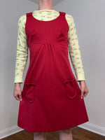 70s Burgundy pinafore dress