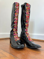 Late 60s / Early 70s Vinyl embroidered go go boots