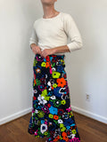 60s/70s Dark floral print skirt