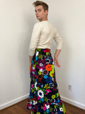 60s/70s Dark floral print skirt
