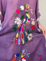 70s Sheer Mexican embroidered kaftan