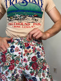 90s Floral print denim shorts