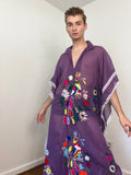 70s Sheer Mexican embroidered kaftan