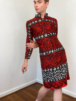 70s Abstract print dress