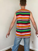 60s Rainbow striped button-up top