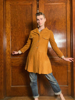 60s Suede pleated dress coat