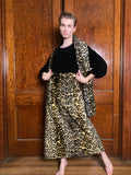 70s Leopard loungewear dress with wide belt/shawl